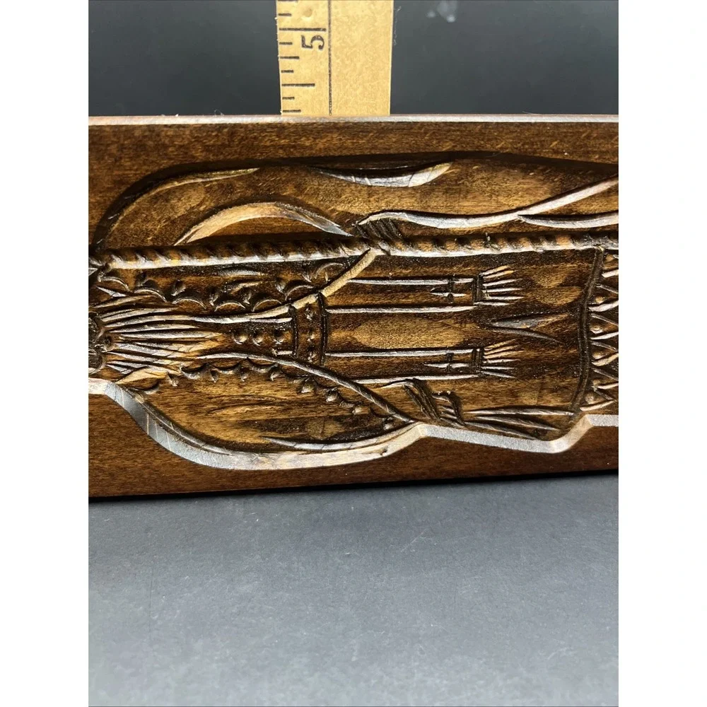 Vtg Wooden Speculaas Cookie Mold Saint Nicholas Sinterklaas GingerBread Board